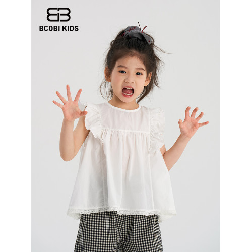 bcobi/不可比喻童裝兒童襯衫出遊套裝2025新夏季洋氣純棉女童襯衫
