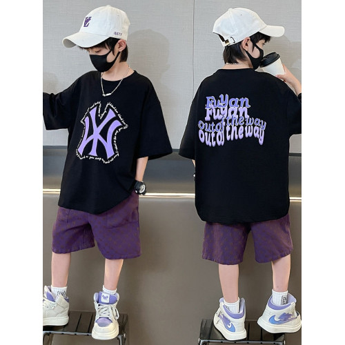 男童夏裝套裝2025新款時髦中大童運動洋氣男孩夏季短袖兒童兩件套