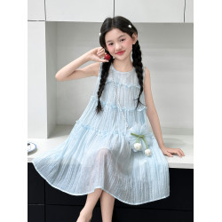 女童連衣裙夏季2025新款洋氣女孩裙子女大童吊帶裙兒童公主裙夏裝