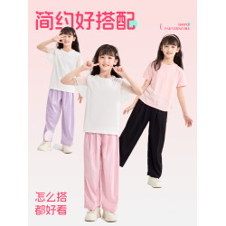 小豬班納女童褲子夏裝2025新款夏季女大童涼感濶腿褲兒童山本褲PC