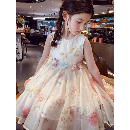 女童連衣裙夏裝2025新款洋氣兒童裙子夏季童裝小女孩碎花背心裙