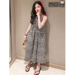 REY韓國女童夏季連衣裙2025新款中大童無袖背心裙海邊吊帶裙子