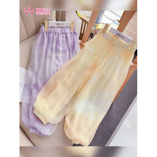 童裝女童褲子2025夏季新款防蚊褲女孩長褲薄款夏天兒童大童濶腿褲