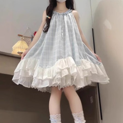 女童連衣裙2025新款夏季兒童無袖吊帶裙子中大童女孩荷葉邊公主裙