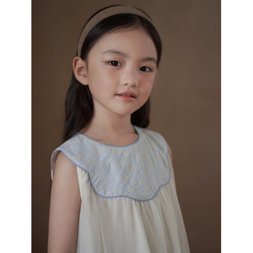 哈齒童裝夏季新款兒童中長裙新中式連衣裙女童背心裙中大童紗裙