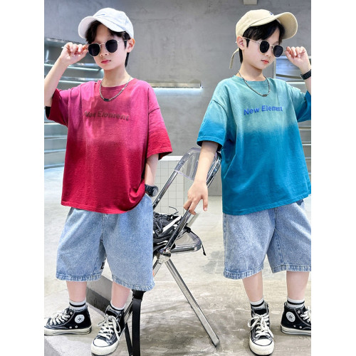 男童夏裝純棉短袖T恤2025新款中大童兒童夏季薄款上衣半袖洋氣潮t