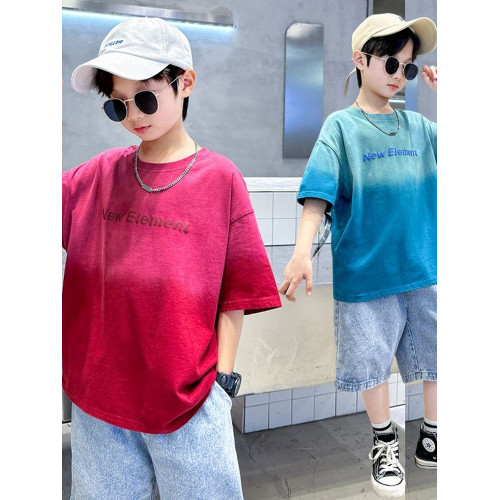 男童夏裝純棉短袖T恤2025新款中大童兒童夏季薄款上衣半袖洋氣潮t