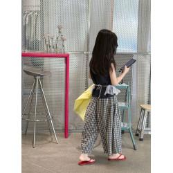 喬伊思童裝女童休閒褲2025夏季新款兒童韓版格子褲透氣百搭褲子潮