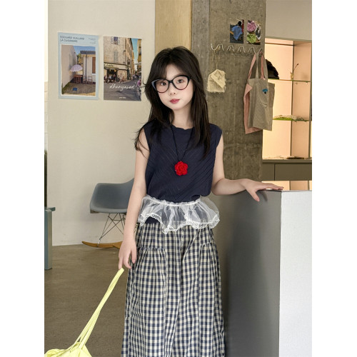 喬伊思童裝女童休閒褲2025夏季新款兒童韓版格子褲透氣百搭褲子潮