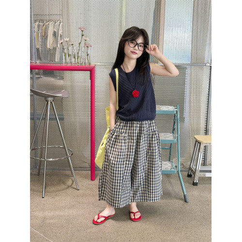 喬伊思童裝女童休閒褲2025夏季新款兒童韓版格子褲透氣百搭褲子潮