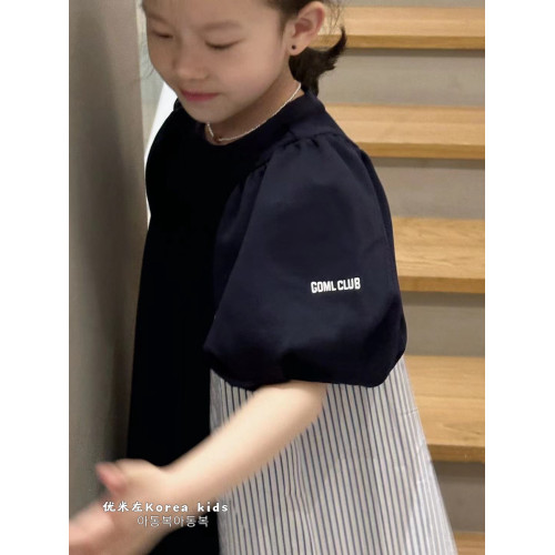 波拉bora韓國童裝女童洋氣裙子2025新款女寶春夏連衣裙泡泡公主裙