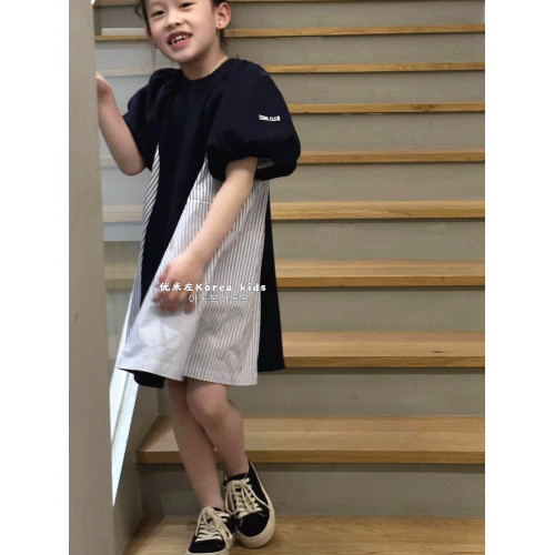 波拉bora韓國童裝女童洋氣裙子2025新款女寶春夏連衣裙泡泡公主裙