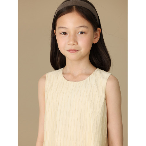哈齒童裝米色女大童夏裝親子款涼感無袖公主兒童連衣裙女童背心裙
