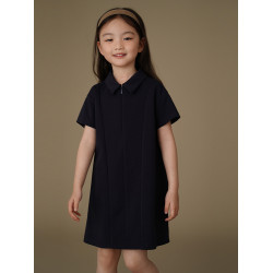 哈齒童裝夏季兒童短袖連衣裙涼感透氣運動裙女童polo裙藏青學院風