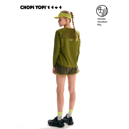 chopiyopi【紙片皮】女童插肩袖長袖T恤夏季新款防曬速乾運動衣