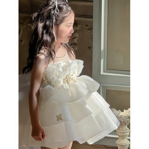 女童公主裙夏季2025新款女寶吊帶蓬蓬裙公主裙禮服甜美裙子生日裙