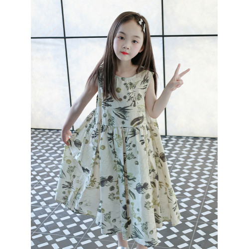 女童連衣裙夏裝2025新款韓版女孩公主裙碎花裙子無袖純棉寬松薄款