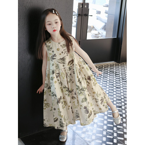 女童連衣裙夏裝2025新款韓版女孩公主裙碎花裙子無袖純棉寬松薄款