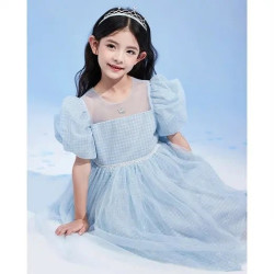 A033笛家女童公主裙2025夏裝泡泡袖公主裙長裙子兒童連衣裙