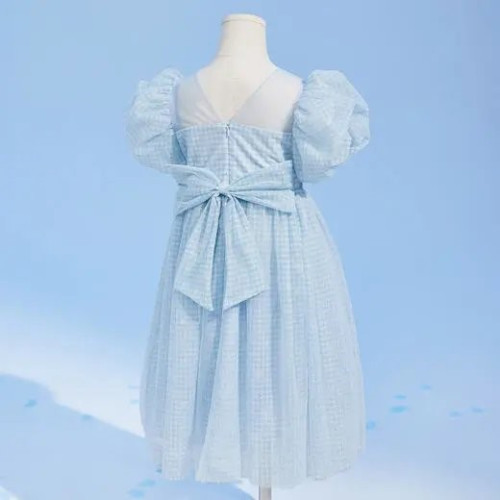 A033笛家女童公主裙2025夏裝泡泡袖公主裙長裙子兒童連衣裙