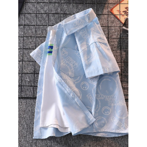 男童純棉短袖襯衫2025夏裝新款中大童男孩兒童襯衣夏裝衣服洋氣薄
