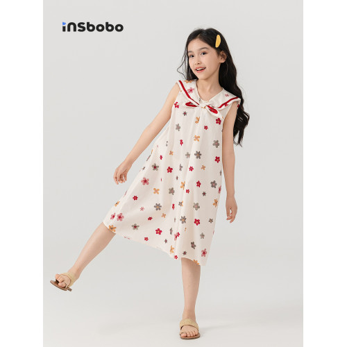 INSbobo童裝女童連衣裙新款時髦裙子兒童裙裝可愛女孩休閒衣服夏