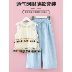 女童無袖背心衣服外穿女孩2025新款夏季大兒童波西米亞上衣夏裝薄
