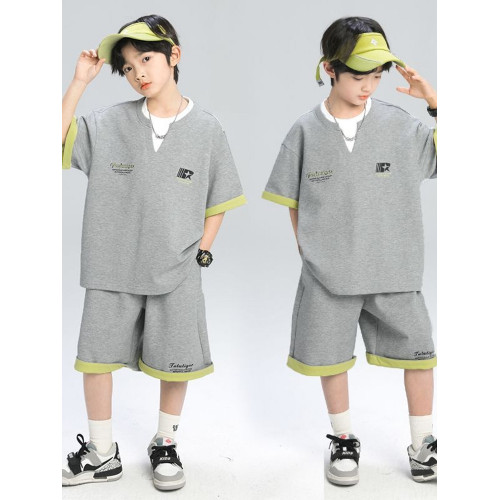 安哼安哼男童夏季套裝2025新款夏裝短袖中大兒童男孩夏款痞帥炸街