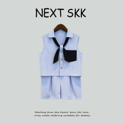 英國NEXT SKK夏季男童無袖時尚套裝男寶花童休閒周嵗禮服演出西服
