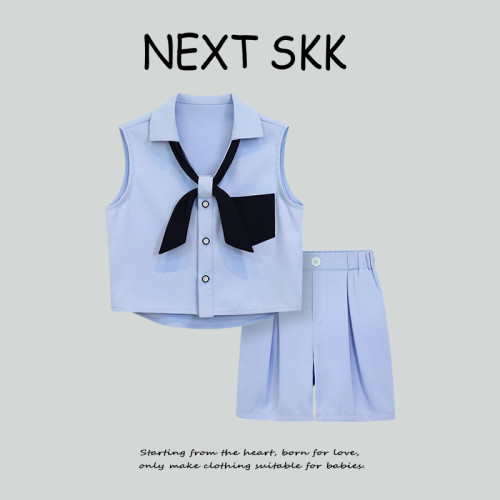 英國NEXT SKK夏季男童無袖時尚套裝男寶花童休閒周嵗禮服演出西服