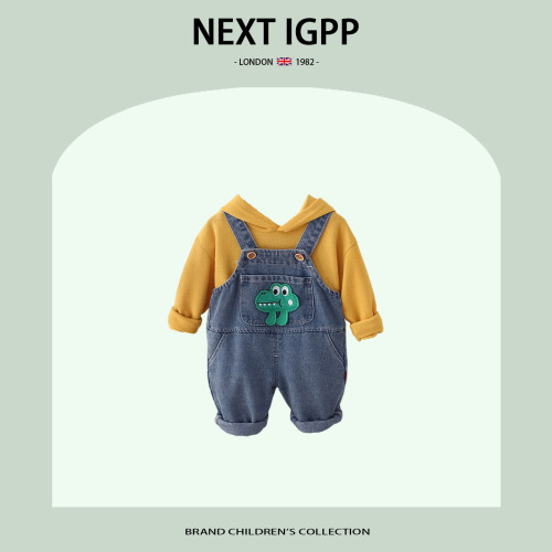 英國NEXT IGPP男童背帶褲套裝洋氣春秋季新款童裝牛仔背帶褲套裝