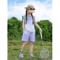 女童速乾運動套裝夏冰絲大童2025新款兒童夏季無袖背心短褲兩件套