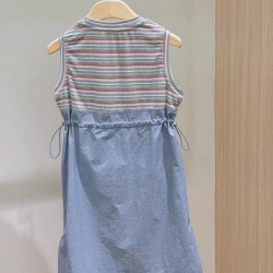 韓國設計師品牌童裝2025夏款女童兒童中大童假兩件連衣裙裙子