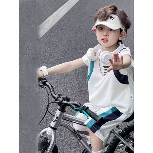安哼安哼男童速乾套裝背心夏裝新款男童運動夏季套裝兒童中大童兩