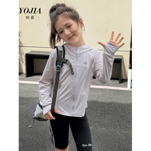 YOJIA女童防曬衣2025夏季新款戶外連帽UPF50+外套兒童防曬服夏裝
