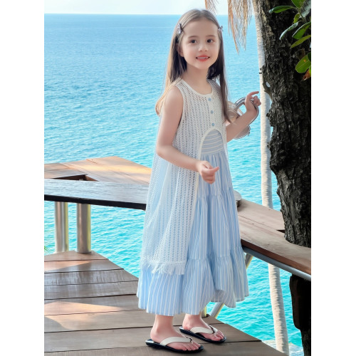 女童連衣裙2025夏季新款兒童洋氣吊帶裙兩件套無袖純棉母女裝裙子