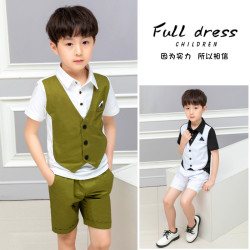 英國NEXT APK夏裝童裝周嵗男童套裝假馬甲兩件套兒童衣服翻領