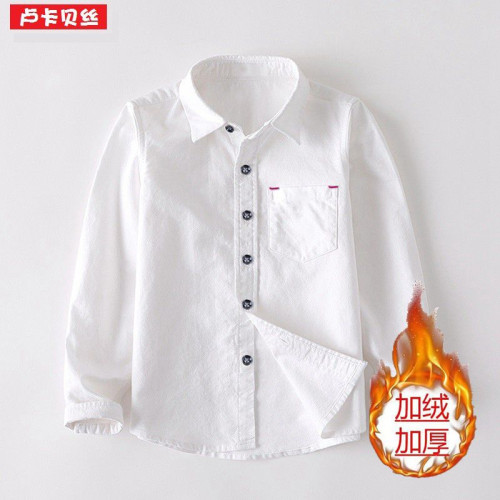 男童白襯衫白色學生校服長袖襯衫2025春季新款襯衣男孩演出服韓版