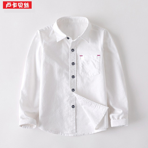男童白襯衫白色學生校服長袖襯衫2025春季新款襯衣男孩演出服韓版
