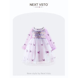 英國NEXT VSTO女童連衣裙夏季兒童蝴蝶背心裙小女孩網紗公主裙子