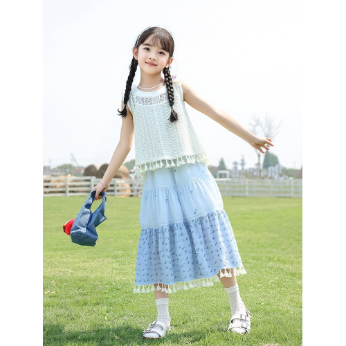 海邊裙子女童夏季2025新款女孩沙灘裙夏裝旅遊連衣裙度假長裙套裝