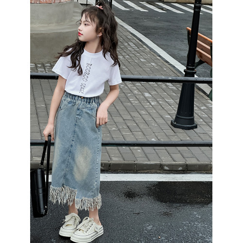 女童連衣裙套裝春夏裝2025新款牛仔裙夏款中大童女孩兒童洋氣裙子