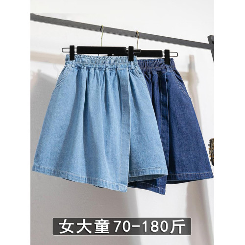 胖女童女孩女大童女裝夏裝2025新款洋氣裙子大碼牛仔短裙半身裙褲