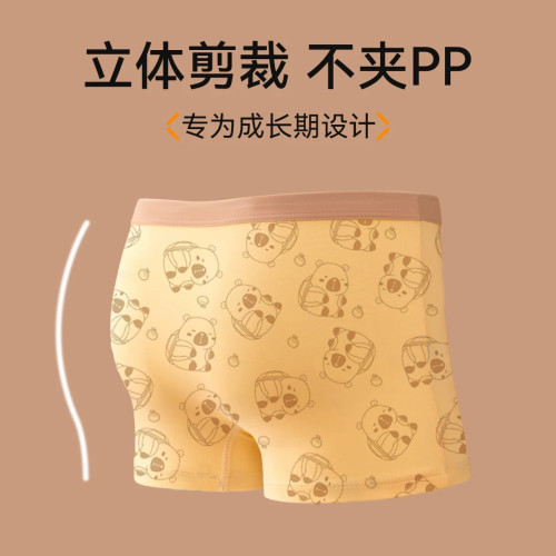 兒童內褲男童純棉a類卡皮巴拉2025款男孩全棉四角青少年平角短褲