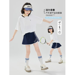 女童運動速乾套裝兒童夏季短袖羽毛球服網球短裙女大童訓練乒乓球