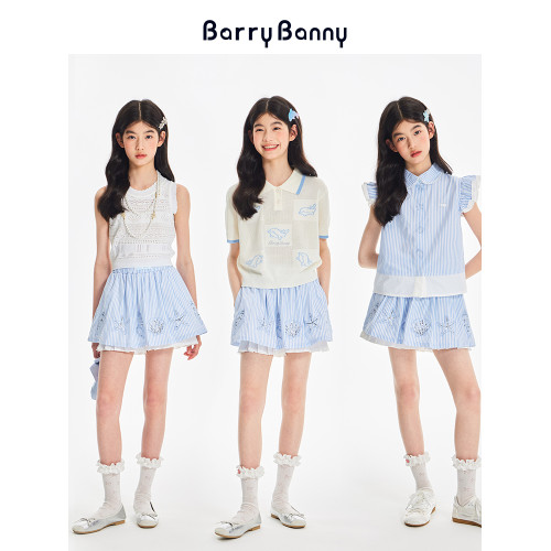 BarryBanny女童海洋褲裙2025夏季新款甜美清新兒童夏日休閒半身裙