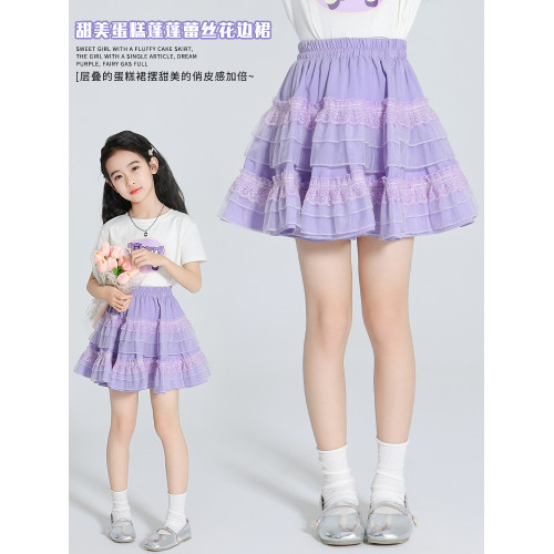 女童半身裙夏季2025新款兒童網紗蓬蓬短裙女孩蛋糕裙夏裝公主裙子