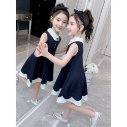 韓國女童連衣裙純棉夏裝2025新款夏季女孩無袖公主裙兒童背心裙子