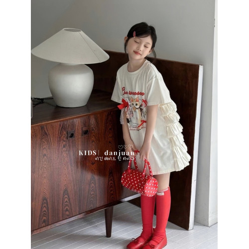 女童夏季連衣裙兒童裙子短袖夏裝2025新款超好看T恤甜美可愛長裙