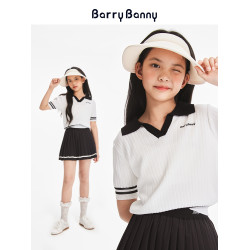 BarryBanny女童短袖T恤2025夏季新款兒童洋氣女孩上衣翻領POLO衫